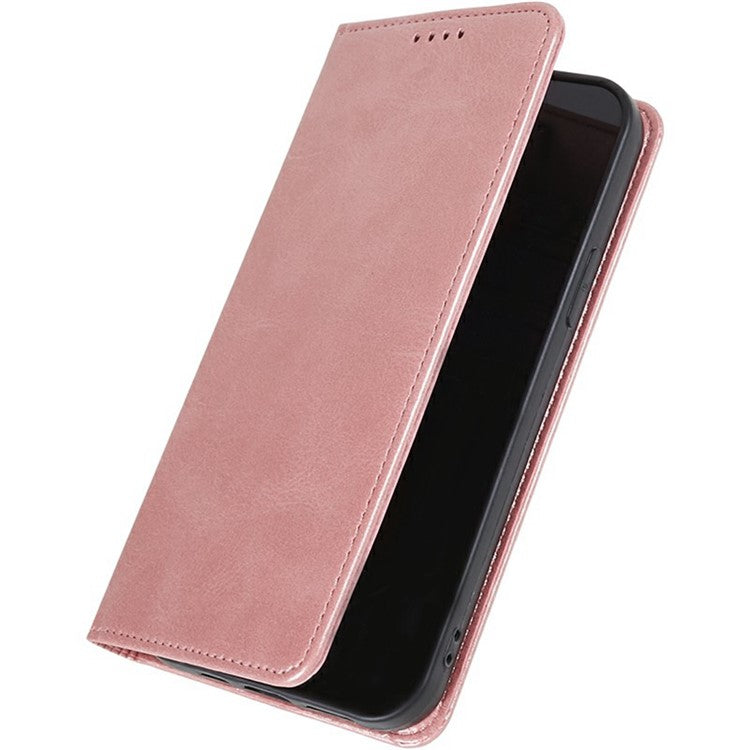 For Motorola Moto G35 5G Case Strong Magnetic PU Leather Phone Cover Calf Texture - Rose Gold