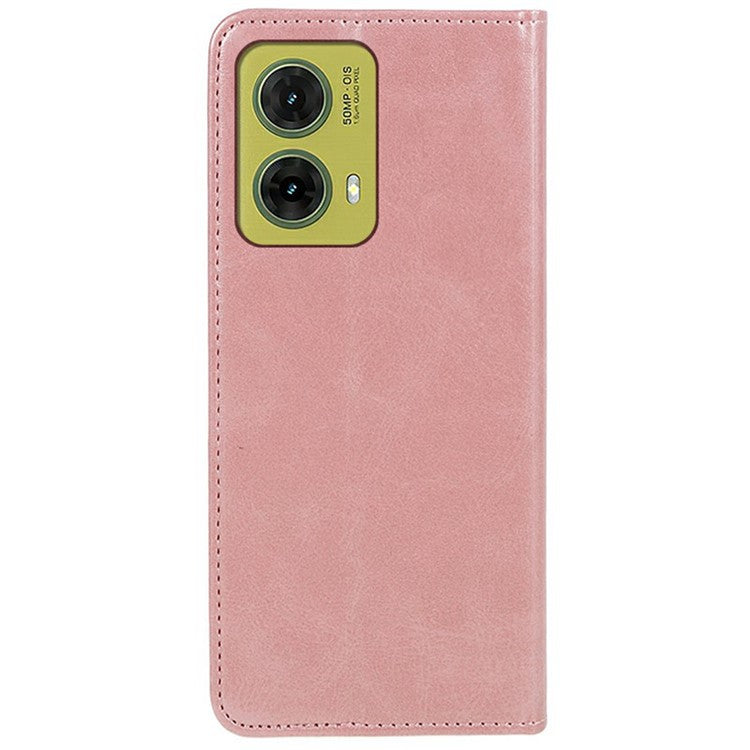 For Motorola Moto G35 5G Case Strong Magnetic PU Leather Phone Cover Calf Texture - Rose Gold