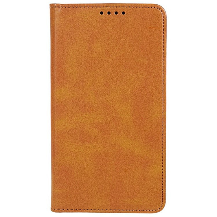 For Motorola Moto G35 5G Case Strong Magnetic PU Leather Phone Cover Calf Texture - Khaki
