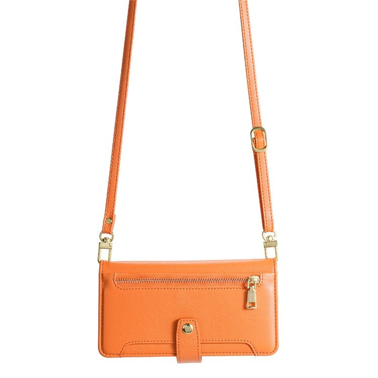 For Motorola Edge (2024) 5G Case PU Leather Crossbody Phone Cover with Zipper Pocket Wallet - Orange
