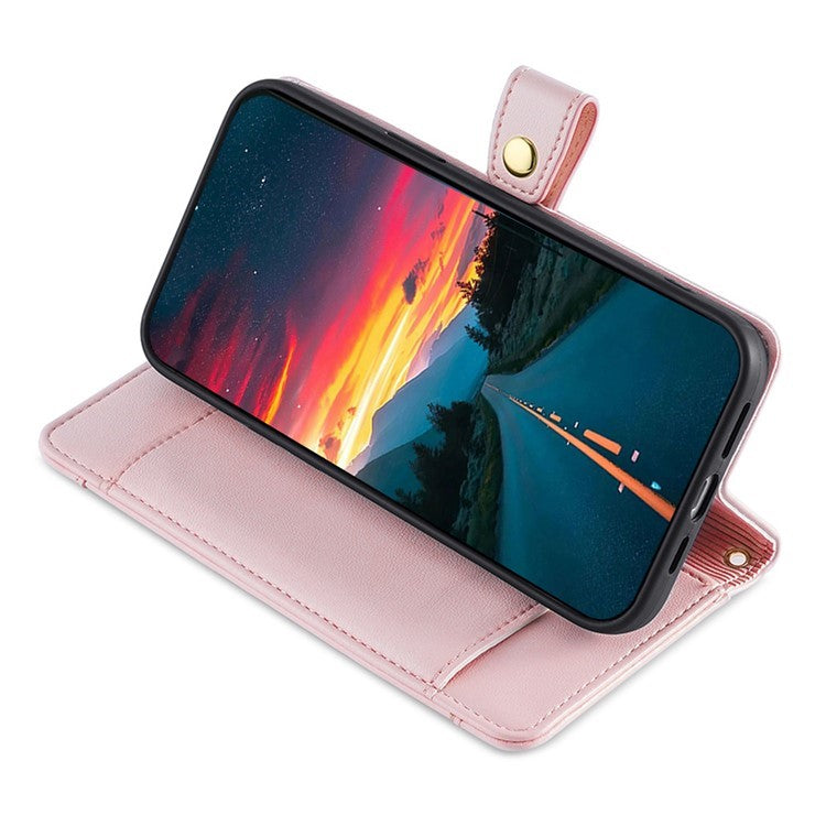 For Motorola Edge (2024) 5G Case PU Leather Crossbody Phone Cover with Zipper Pocket Wallet - Pink
