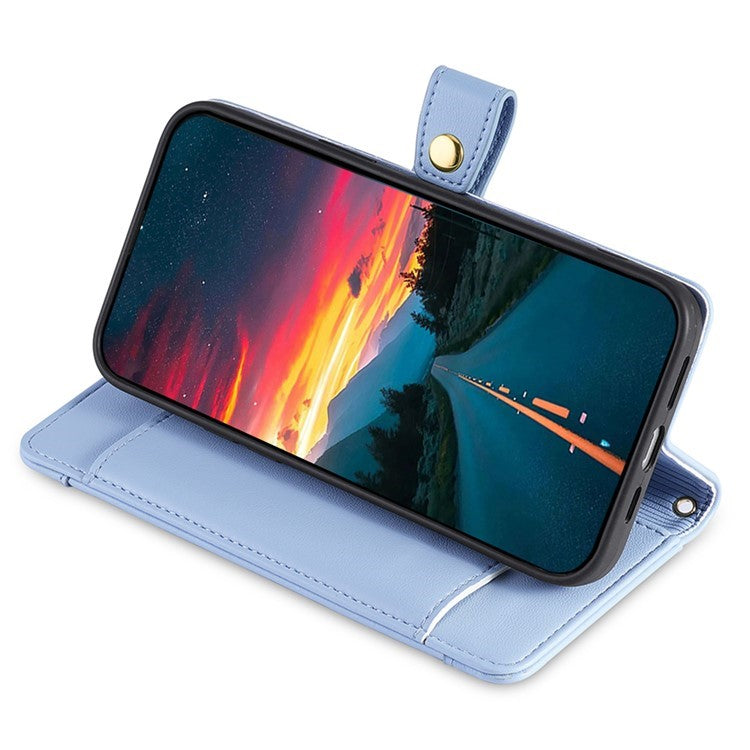 For Motorola Edge (2024) 5G Case PU Leather Crossbody Phone Cover with Zipper Pocket Wallet - Blue