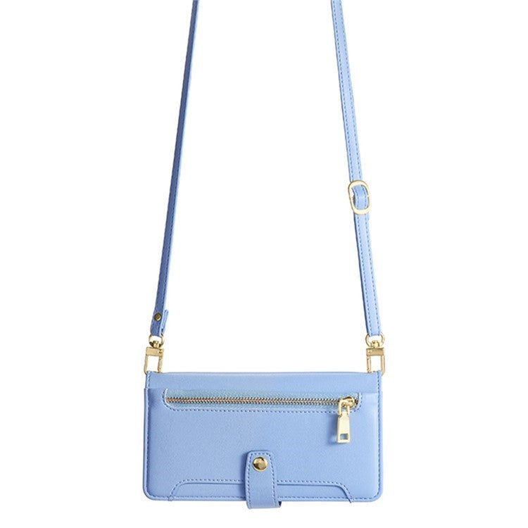 For Motorola Edge (2024) 5G Case PU Leather Crossbody Phone Cover with Zipper Pocket Wallet - Blue