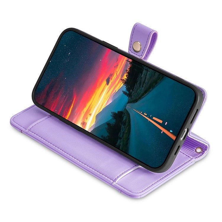 For Motorola Edge (2024) 5G Case PU Leather Crossbody Phone Cover with Zipper Pocket Wallet - Purple