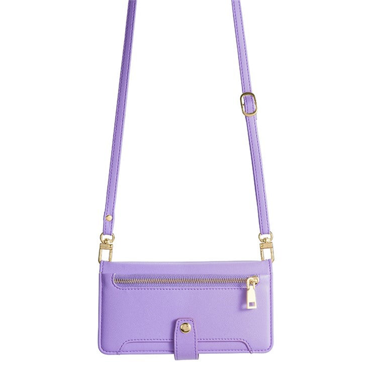 For Motorola Edge (2024) 5G Case PU Leather Crossbody Phone Cover with Zipper Pocket Wallet - Purple