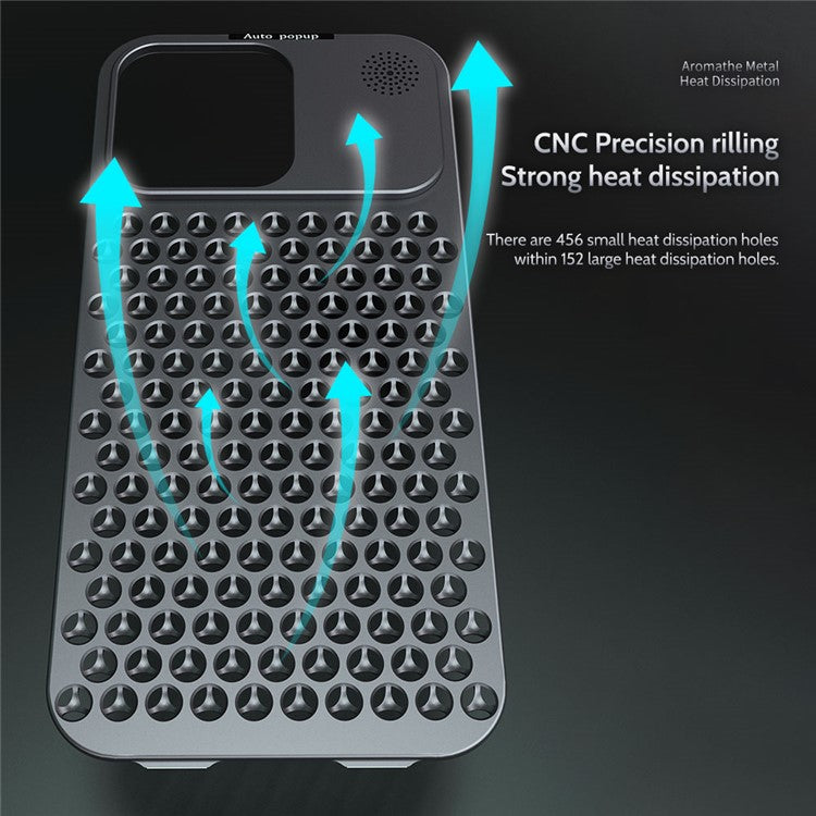 R-JUST RJ58 For iPhone 14 Pro Case Auto Pop-Up Heat Dissipation Aromatherapy Aluminium Alloy Cover - Black