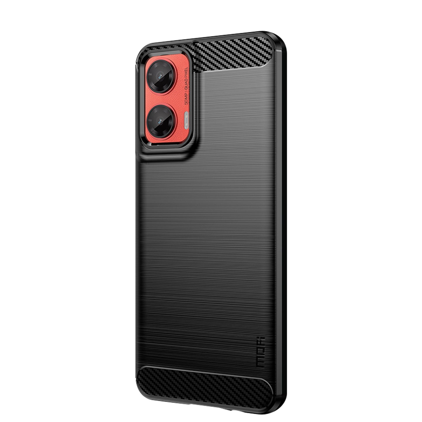 For Motorola Moto G35 5G Case MOFI JK TPU Series-1 Carbon Fiber Texture TPU Soft Phone Cover - Black