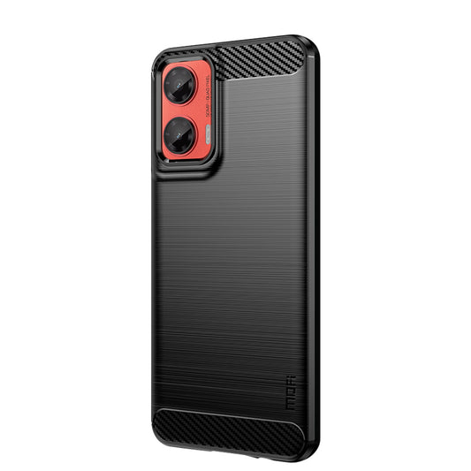 For Motorola Moto G35 5G Case MOFI JK TPU Series-1 Carbon Fiber Texture TPU Soft Phone Cover - Black