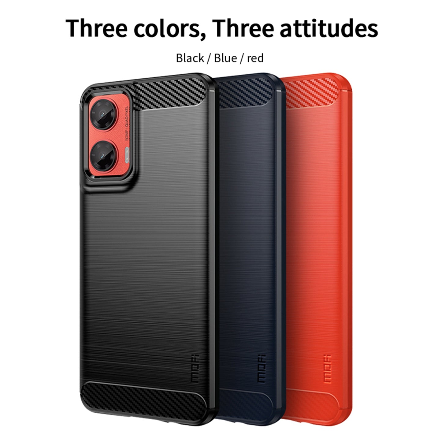 For Motorola Moto G35 5G Case MOFI JK TPU Series-1 Carbon Fiber Texture TPU Soft Phone Cover - Blue