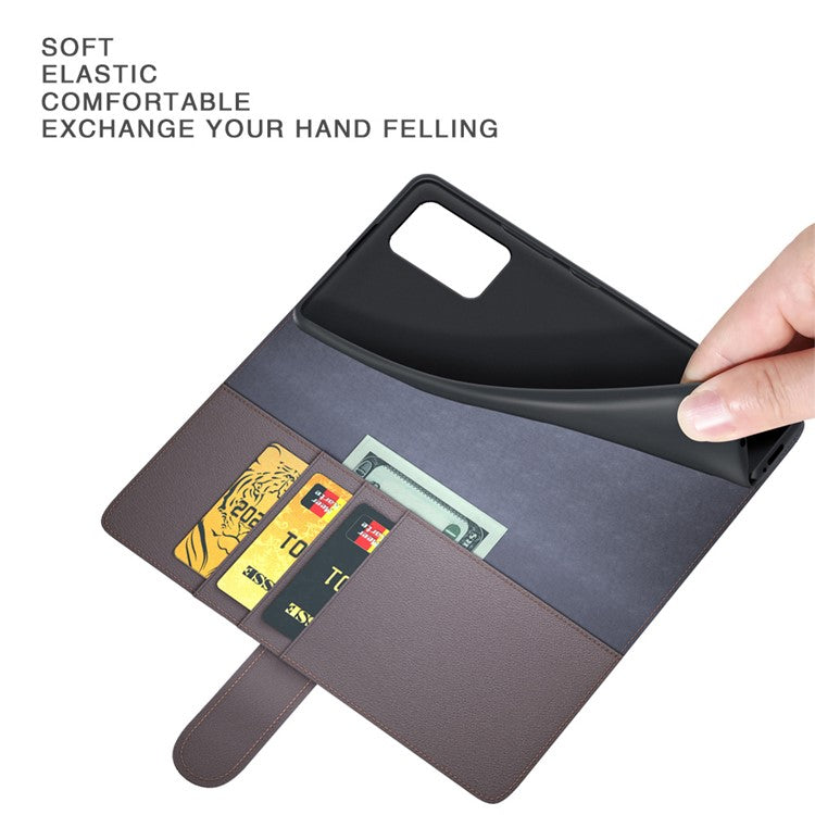 For Motorola Moto G35 5G Case Genuine Split Leather Phone Cover Wallet Card Slot - Black