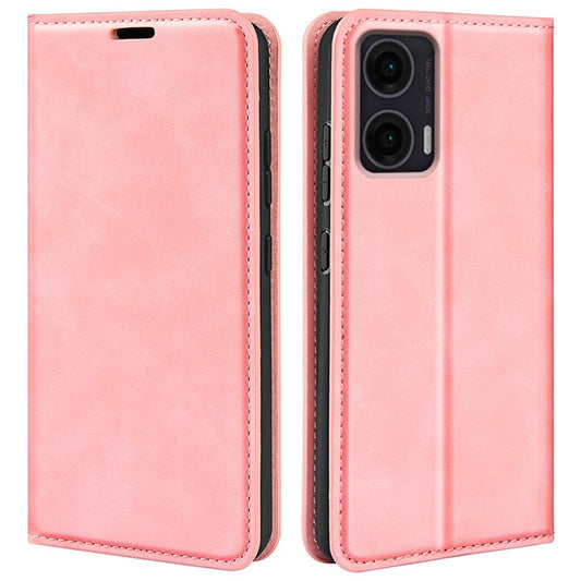 For Motorola Moto G35 5G Case Skin-Touch Leather Wallet Phone Cover - Pink