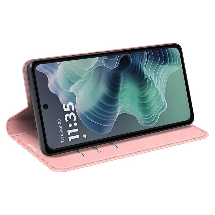For Motorola Moto G35 5G Case Skin-Touch Leather Wallet Phone Cover - Pink