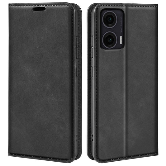 For Motorola Moto G35 5G Case Skin-Touch Leather Wallet Phone Cover - Black