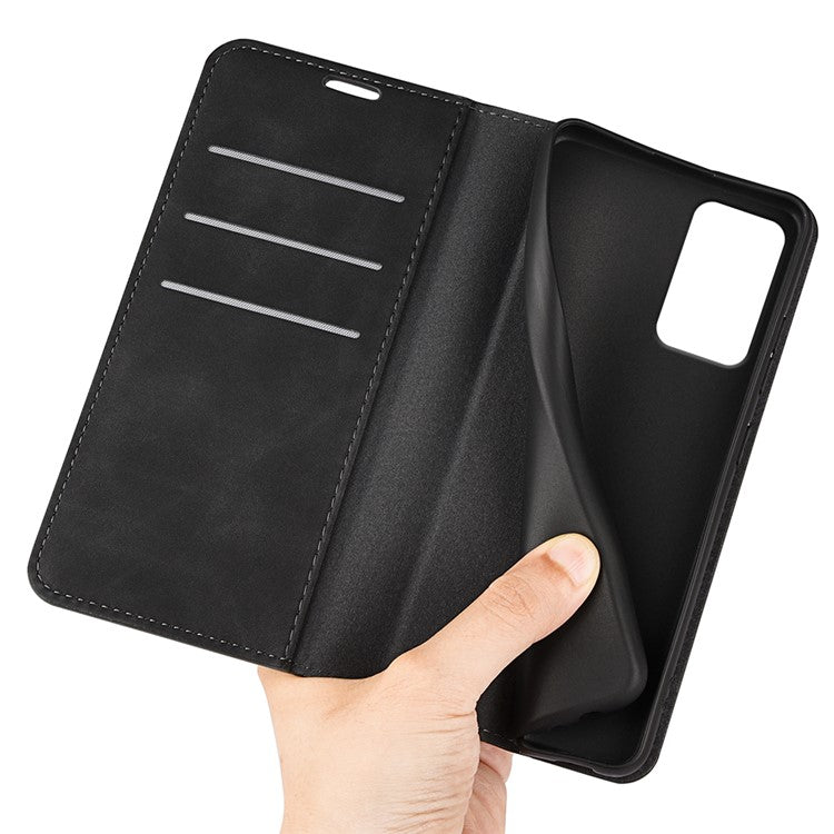 For Motorola Moto G35 5G Case Skin-Touch Leather Wallet Phone Cover - Black