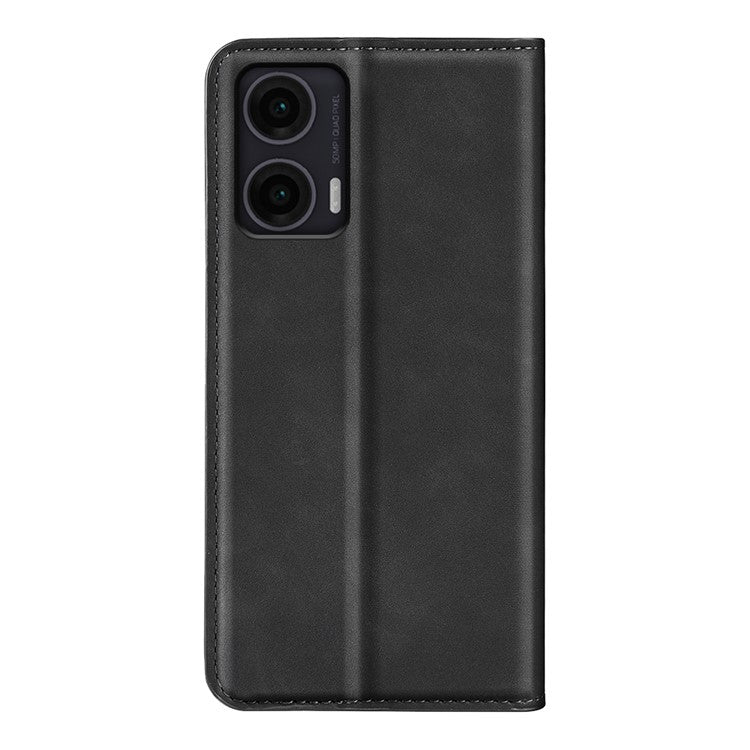 For Motorola Moto G35 5G Case Skin-Touch Leather Wallet Phone Cover - Black