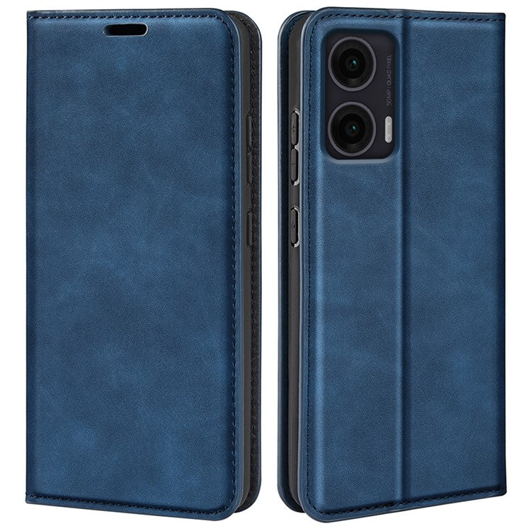 For Motorola Moto G35 5G Case Skin-Touch Leather Wallet Phone Cover - Blue