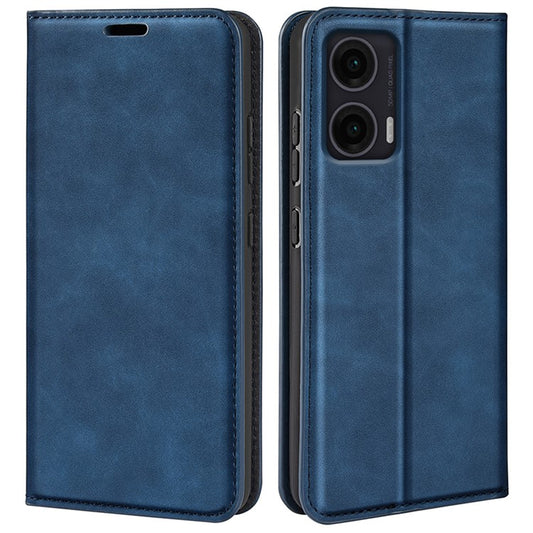 For Motorola Moto G35 5G Case Skin-Touch Leather Wallet Phone Cover - Blue