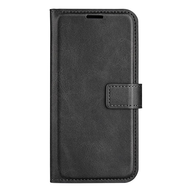 For Motorola Moto G35 5G Stand Case Anti-Scratch Calf Texture Leather Phone Cover - Black