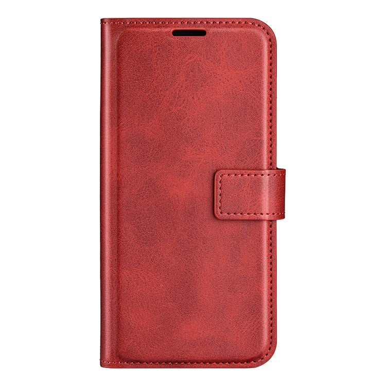 For Motorola Moto G35 5G Stand Case Anti-Scratch Calf Texture Leather Phone Cover - Red
