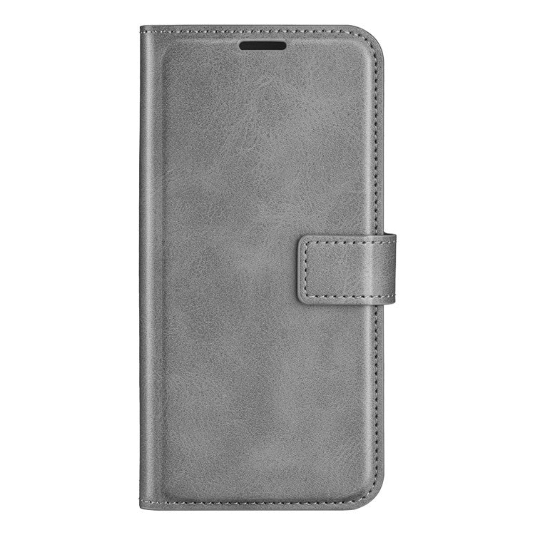 For Motorola Moto G35 5G Stand Case Anti-Scratch Calf Texture Leather Phone Cover - Grey