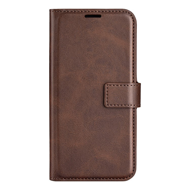 For Motorola Moto G35 5G Stand Case Anti-Scratch Calf Texture Leather Phone Cover - Brown