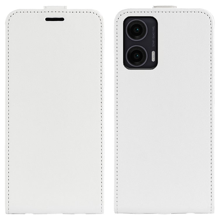 For Motorola Moto G35 5G Case with Card Slots Vertical Flip Leather Phone Cover - White