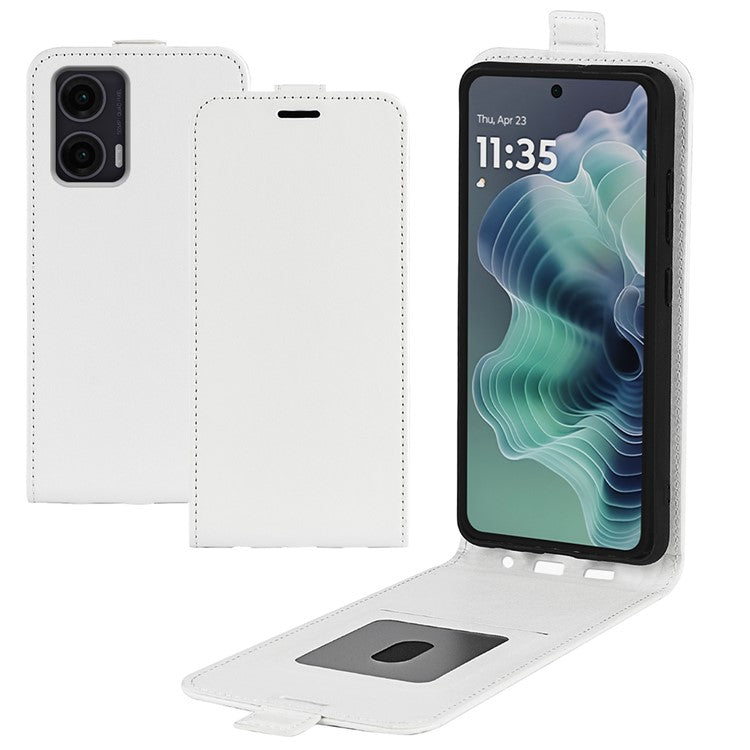 For Motorola Moto G35 5G Case with Card Slots Vertical Flip Leather Phone Cover - White