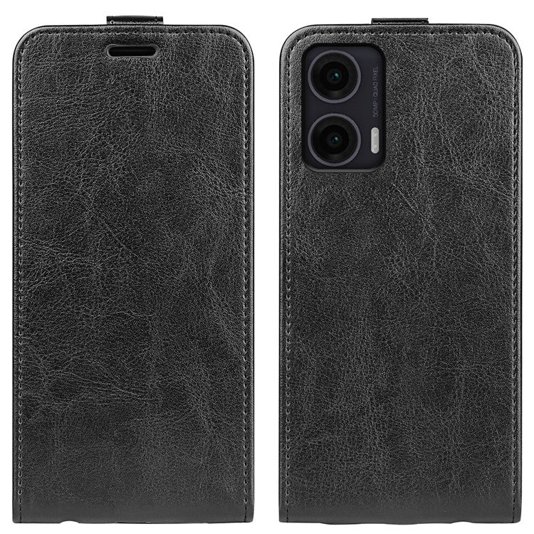 For Motorola Moto G35 5G Case with Card Slots Vertical Flip Leather Phone Cover - Black