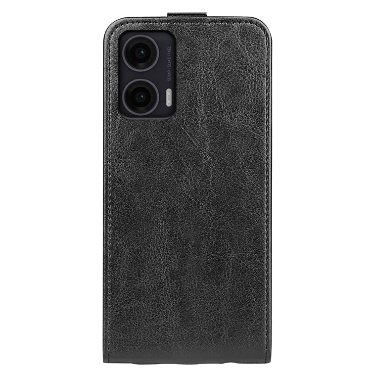 For Motorola Moto G35 5G Case with Card Slots Vertical Flip Leather Phone Cover - Black