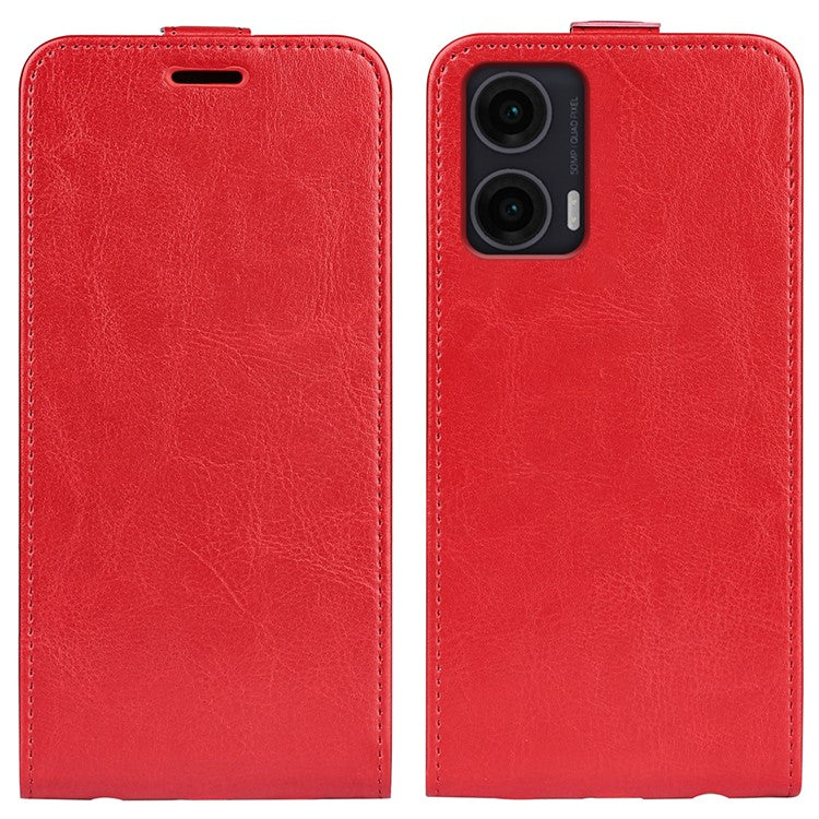 For Motorola Moto G35 5G Case with Card Slots Vertical Flip Leather Phone Cover - Red
