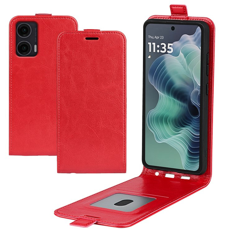 For Motorola Moto G35 5G Case with Card Slots Vertical Flip Leather Phone Cover - Red