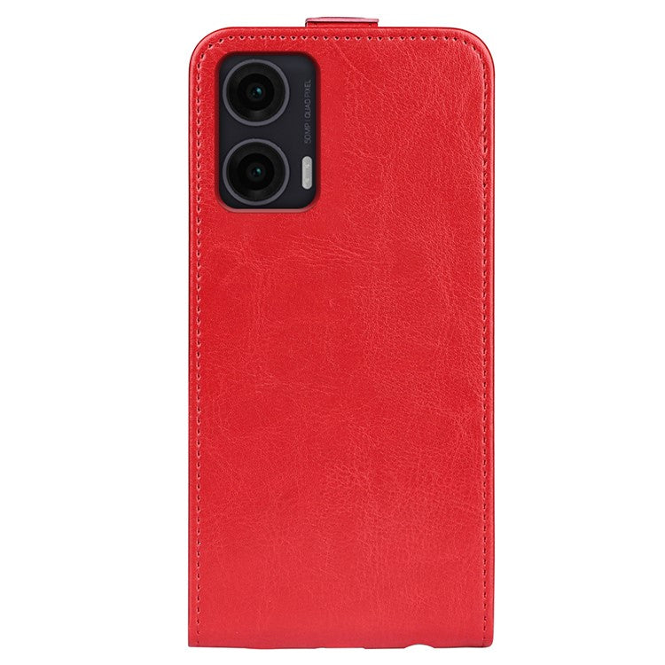 For Motorola Moto G35 5G Case with Card Slots Vertical Flip Leather Phone Cover - Red