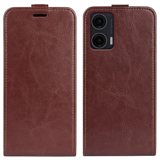 For Motorola Moto G35 5G Case with Card Slots Vertical Flip Leather Phone Cover - Brown