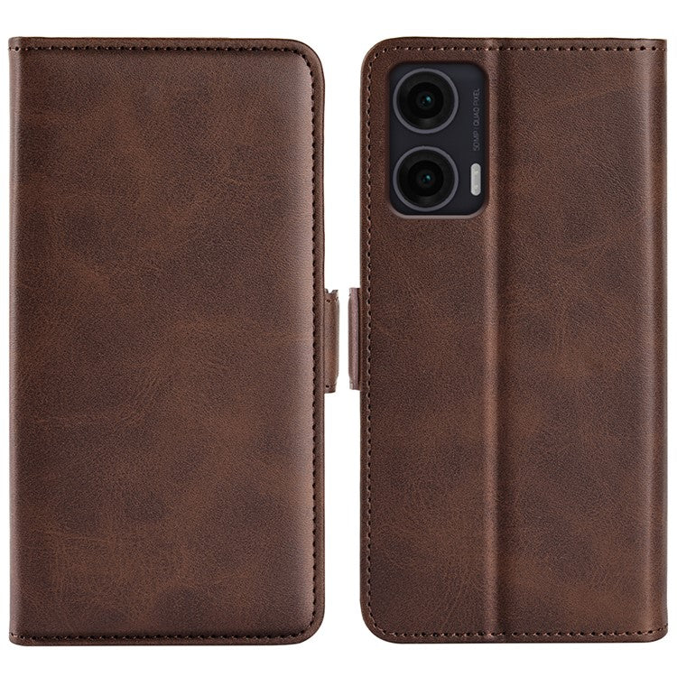 For Motorola Moto G35 5G Stand Case Calf Texture Leather Wallet Phone Cover - Brown