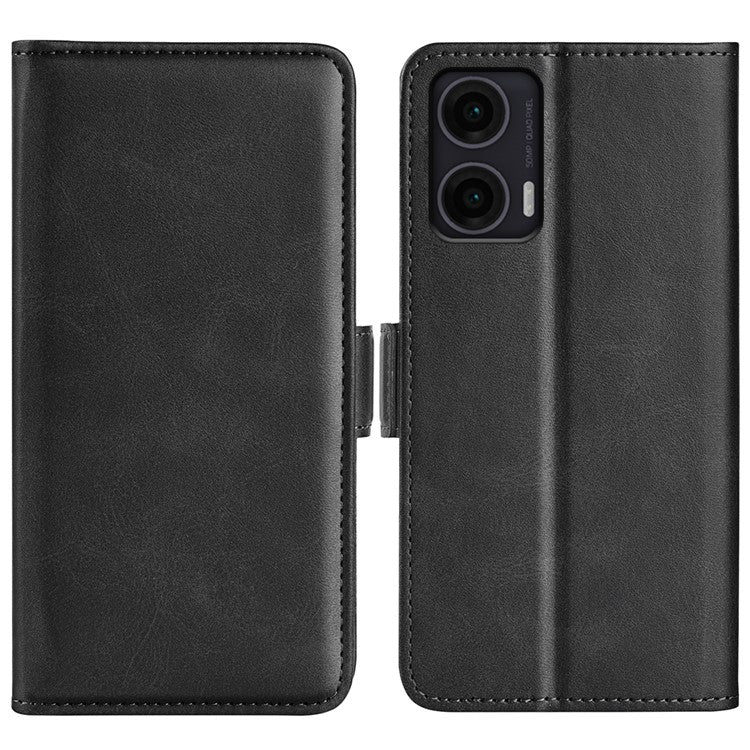 For Motorola Moto G35 5G Stand Case Calf Texture Leather Wallet Phone Cover - Black