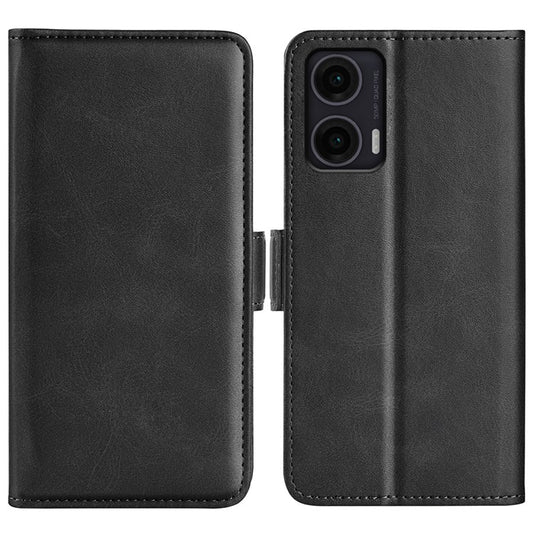 For Motorola Moto G35 5G Stand Case Calf Texture Leather Wallet Phone Cover - Black