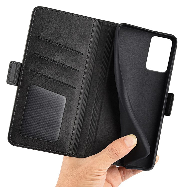For Motorola Moto G35 5G Stand Case Calf Texture Leather Wallet Phone Cover - Black