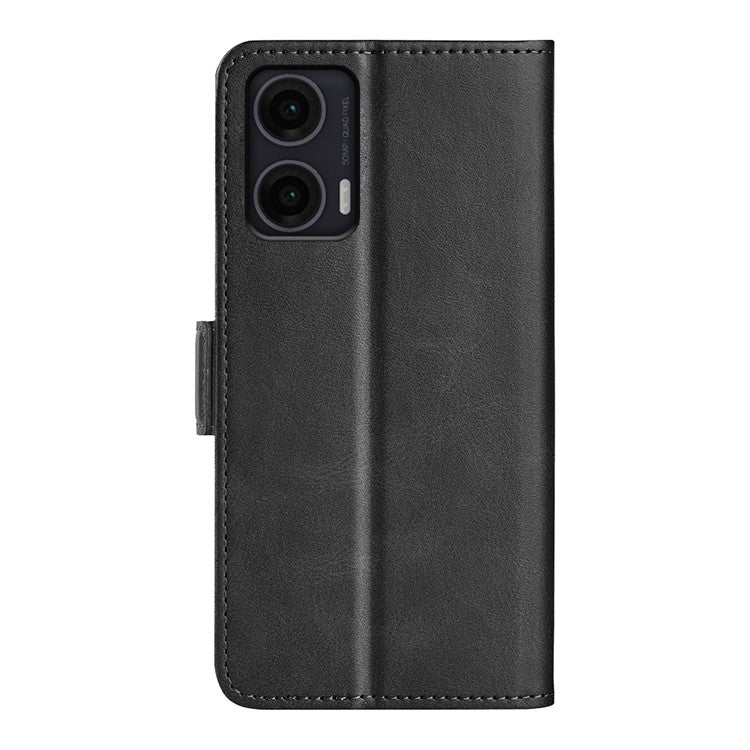 For Motorola Moto G35 5G Stand Case Calf Texture Leather Wallet Phone Cover - Black