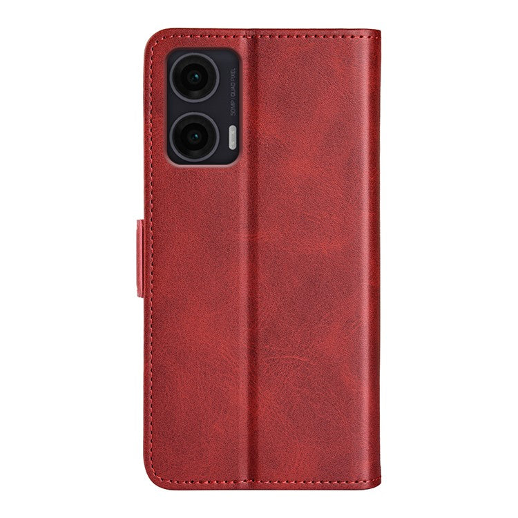 For Motorola Moto G35 5G Stand Case Calf Texture Leather Wallet Phone Cover - Red