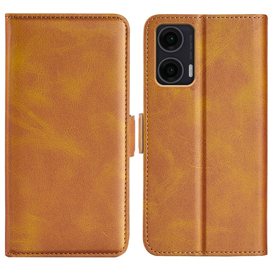 For Motorola Moto G35 5G Stand Case Calf Texture Leather Wallet Phone Cover - Yellow