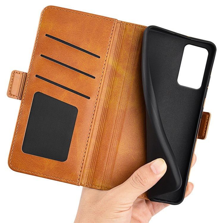 For Motorola Moto G35 5G Stand Case Calf Texture Leather Wallet Phone Cover - Yellow