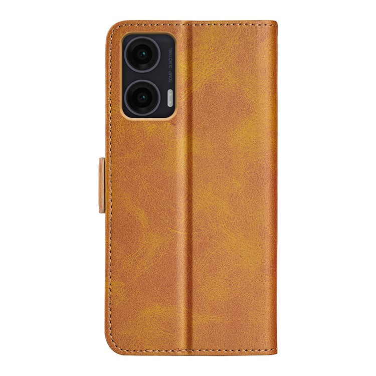 For Motorola Moto G35 5G Stand Case Calf Texture Leather Wallet Phone Cover - Yellow