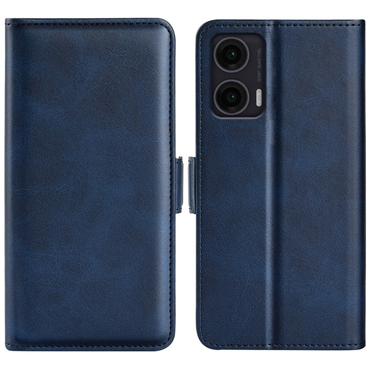 For Motorola Moto G35 5G Stand Case Calf Texture Leather Wallet Phone Cover - Blue