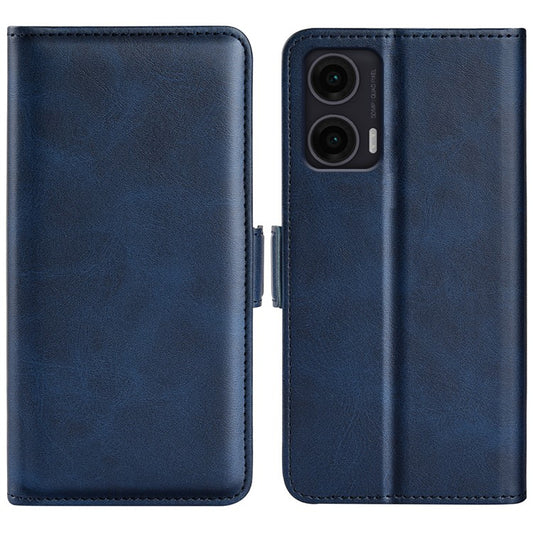 For Motorola Moto G35 5G Stand Case Calf Texture Leather Wallet Phone Cover - Blue