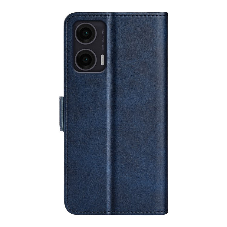 For Motorola Moto G35 5G Stand Case Calf Texture Leather Wallet Phone Cover - Blue