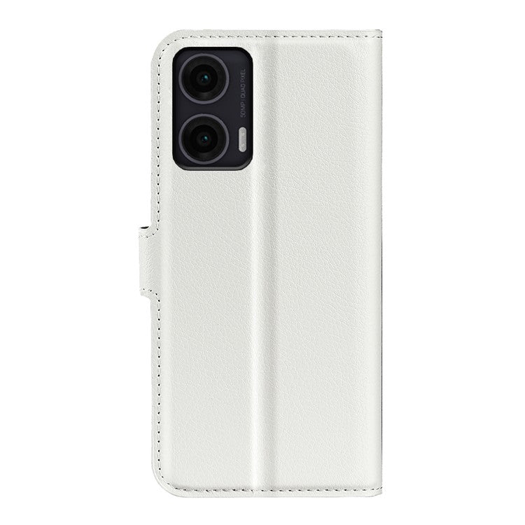 For Motorola Moto G35 5G Case Litchi Texture Shockproof Leather Wallet Phone Cover - White