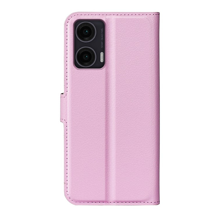 For Motorola Moto G35 5G Case Litchi Texture Shockproof Leather Wallet Phone Cover - Pink