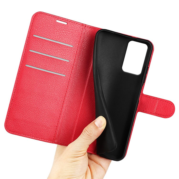 For Motorola Moto G35 5G Case Litchi Texture Shockproof Leather Wallet Phone Cover - Red