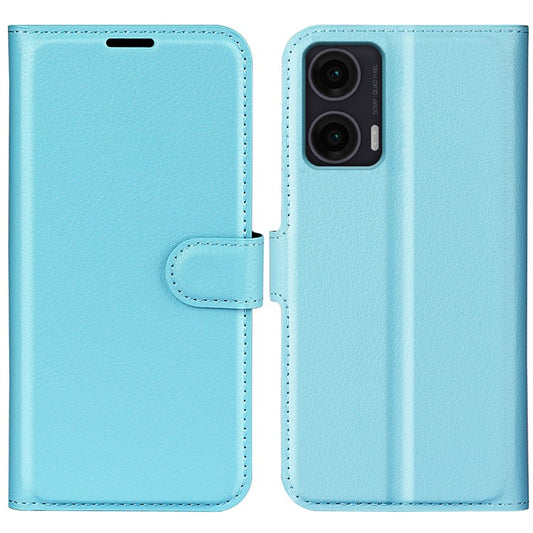 For Motorola Moto G35 5G Case Litchi Texture Shockproof Leather Wallet Phone Cover - Blue