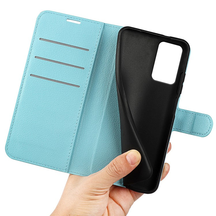 For Motorola Moto G35 5G Case Litchi Texture Shockproof Leather Wallet Phone Cover - Blue